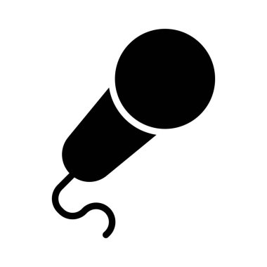 mikrofon düz stil ikonu, vektör çizim 