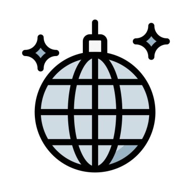 Noel dekoratif topu düz stil ikonu, vektör çizim  