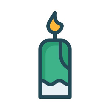 Dekoratif mum alevi düz stil ikonu, vektör çizim ile   