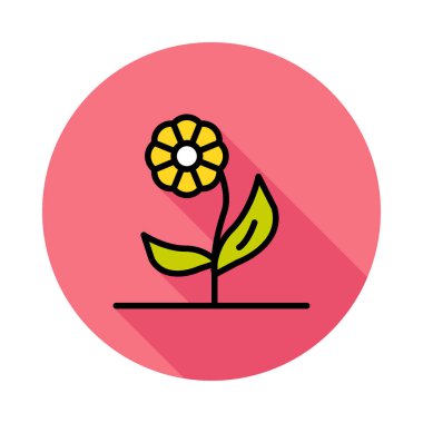 güzel çiçek düz stil ikonu, vektör çizim 