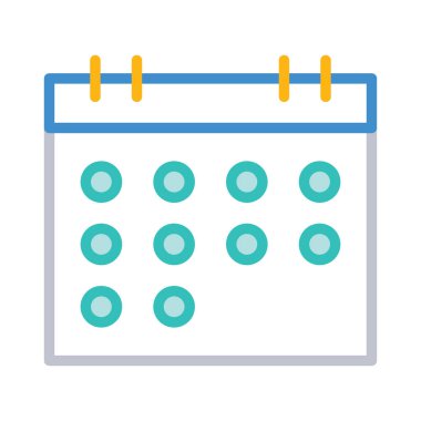 yıllık takvim düz biçim simgesi, vektör illüstrasyonu 