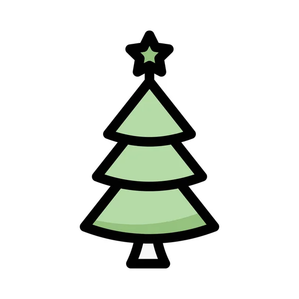 Christmas Fir Tree Platt Stilikon Vektorillustration — Stock vektor