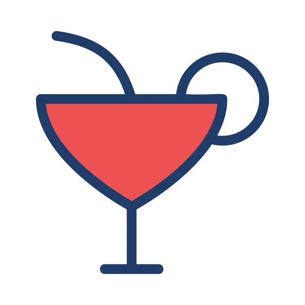 Cocktail Mit Zitronenscheibe Flaches Stil Symbol Vektorillustration — Stockvektor