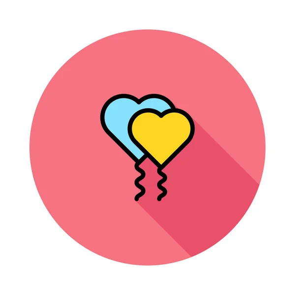 Partido Corazón Globos Plano Icono Estilo Vector Ilustración — Vector de stock