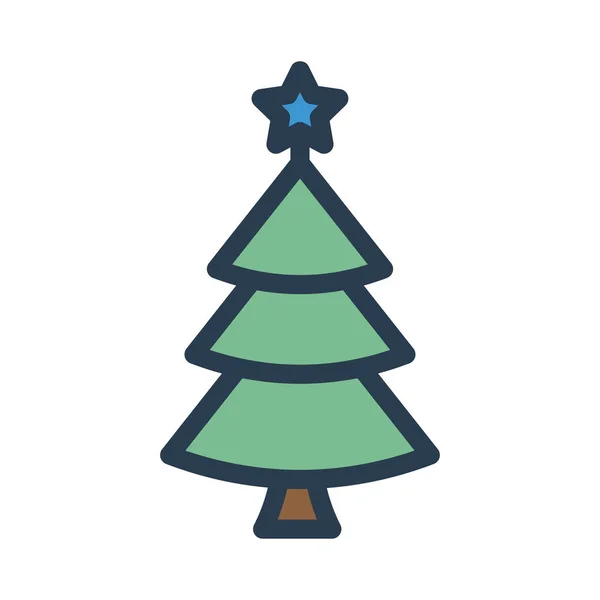 Kerst Fir Tree Platte Stijlicoon Vectorillustratie — Stockvector