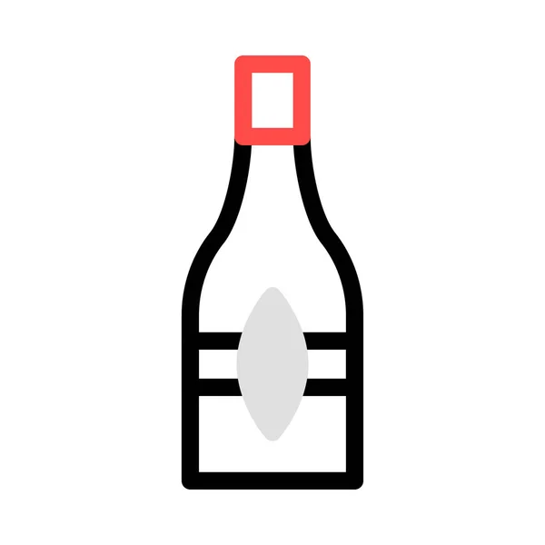 Butelka Wina Płaski Ikona Ilustracji Wektorowych — Wektor stockowy