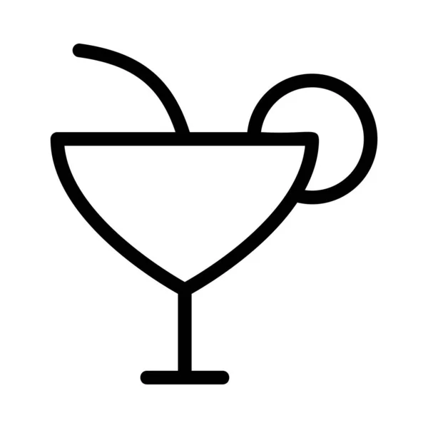Cocktail Mit Zitronenscheibe Flaches Stil Symbol Vektorillustration — Stockvektor