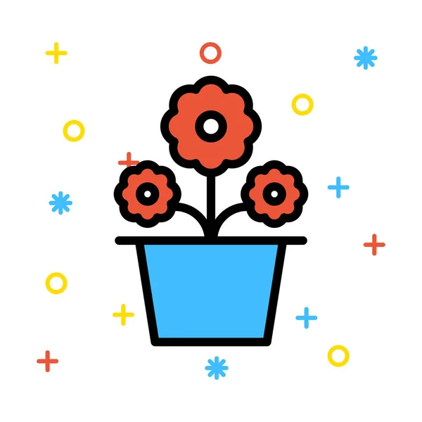 Flor Maceta Icono Estilo Plano Vector Ilustración — Archivo Imágenes Vectoriales