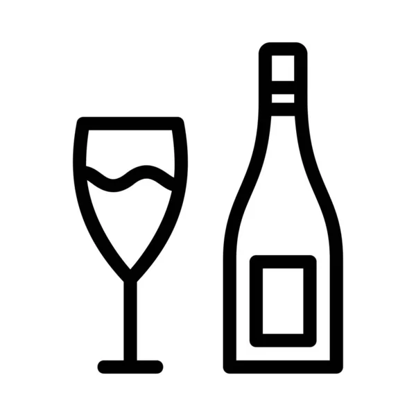 Μπουκάλι Σαμπάνιας Wineglass Επίπεδη Στυλ Εικονίδιο Εικονογράφηση Διάνυσμα — Διανυσματικό Αρχείο
