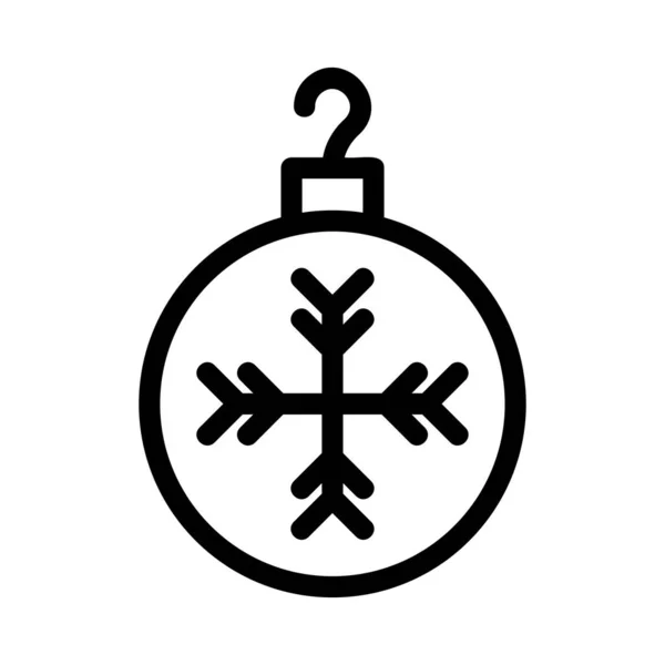Χριστουγεννιάτικη Μπάλα Νιφάδα Χιονιού Επίπεδη Στυλ Εικονίδιο Εικονογράφηση Διάνυσμα — Διανυσματικό Αρχείο