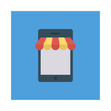 Mobil E ticaret düz stil ikonu, vektör çizim