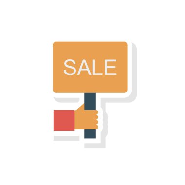 El Satılık tabela düz stil ikonu, vektör çizim tutarak