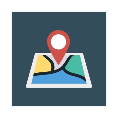 konumu harita düz stil ikonu vektör çizim pin