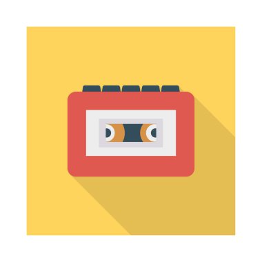 Retro ses Kaset düz stil ikonu, vektör çizim