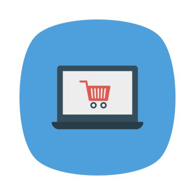 E ticaret düz stil ikonu, vektör çizim