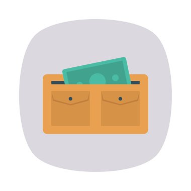 m-cüzdan para düz stil ikonu, vektör çizim ile