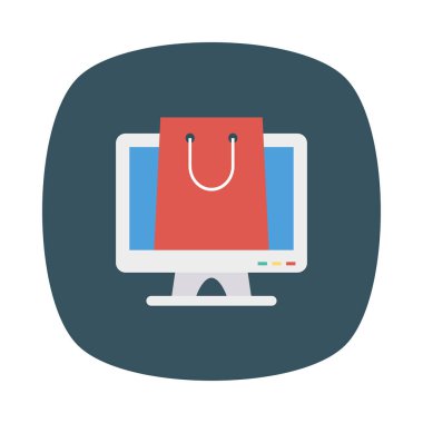 alışveriş çantası, E ticaret kavramı ile dizüstü bilgisayar 
