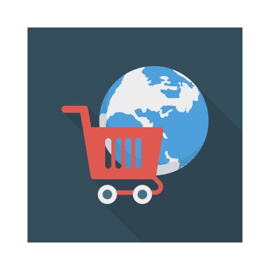 E ticaret düz stil ikonu, vektör çizim