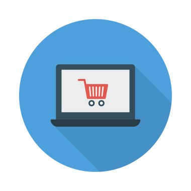 E ticaret düz stil ikonu, vektör çizim