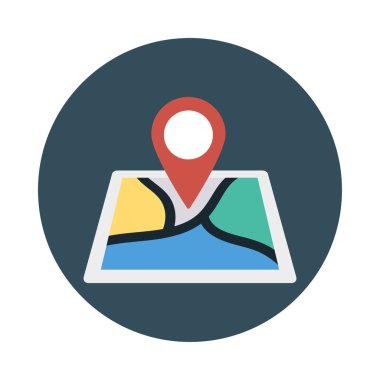 konumu harita düz stil ikonu vektör çizim pin