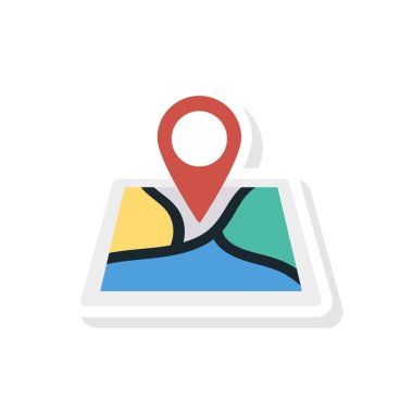 konumu harita düz stil ikonu vektör çizim pin