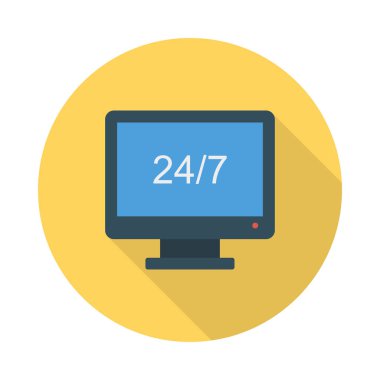 ekran tam zamanlı destek hizmetleri sembolü düz stil ikonu, vektör çizim ile