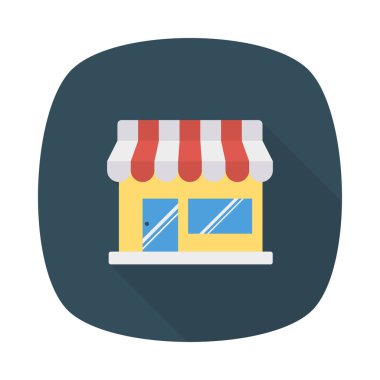 Dükkanı düz stil ikonu, vektör çizim