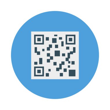QR kodu etiketi düz stil ikonu, vektör çizim