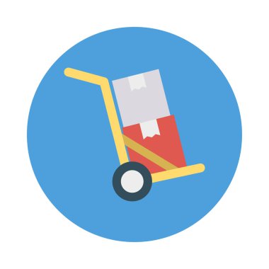 karton kutuları düz stil ikonu, vektör çizim ile arabası