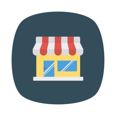 Dükkanı düz stil ikonu, vektör çizim