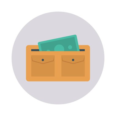 m-cüzdan para düz stil ikonu, vektör çizim ile