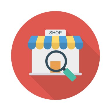 E ticaret düz stil ikonu, vektör çizim