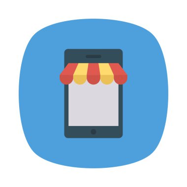 Mobil E ticaret düz stil ikonu, vektör çizim