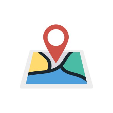 konumu harita düz stil ikonu vektör çizim pin