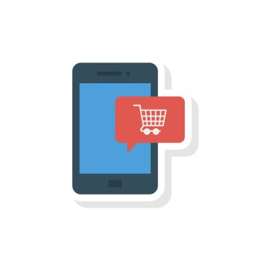 E ticaret düz stil ikonu, vektör çizim