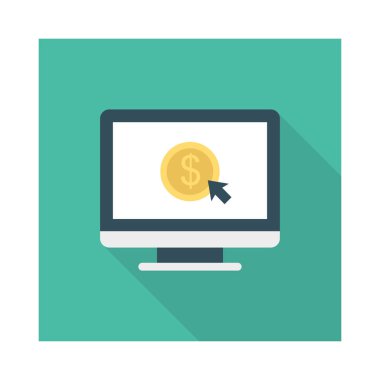 düz stil ikonu alışveriş online, illüstrasyon vektör