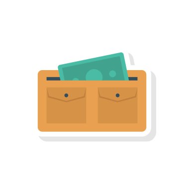 m-cüzdan para düz stil ikonu, vektör çizim ile