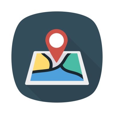 konumu harita düz stil ikonu vektör çizim pin