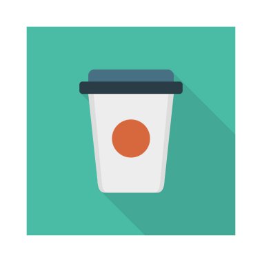 kahve kağıt bardak düz stil ikonu, vektör çizim 