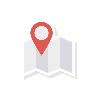 konumu PIN düz stil simgesi, vektör çizim Haritası