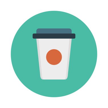 kahve kağıt bardak düz stil ikonu, vektör çizim 