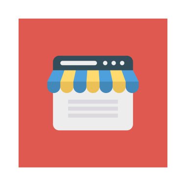 E ticaret düz stil ikonu, vektör çizim