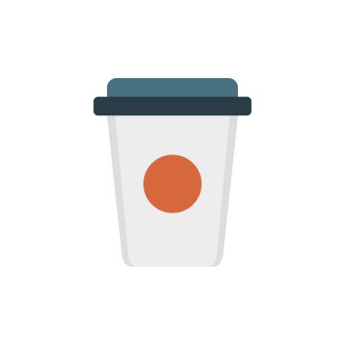 kahve kağıt bardak düz stil ikonu, vektör çizim 