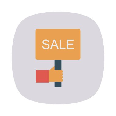 El Satılık tabela düz stil ikonu, vektör çizim tutarak