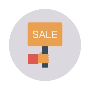 El Satılık tabela düz stil ikonu, vektör çizim tutarak