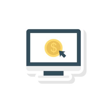 düz stil ikonu alışveriş online, illüstrasyon vektör