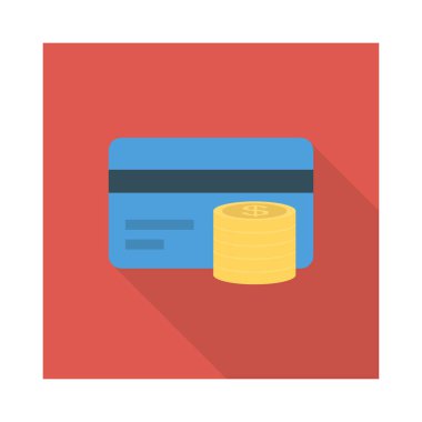 kredi kartı ile para düz stil ikonu, vektör çizim, E ticaret kavramı 