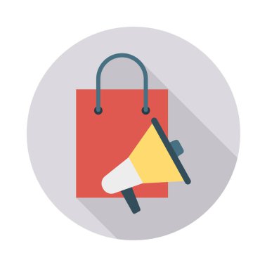 alışveriş çantası düz stil simgesi, vektör çizim megafon