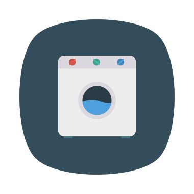 Çamaşır makinesi düz stil ikonu, vektör çizim