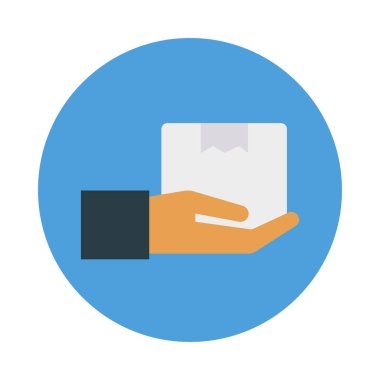 Koli karton kutu düz stil ikonu, vektör çizim